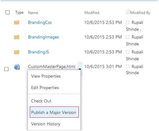 Publish the major version